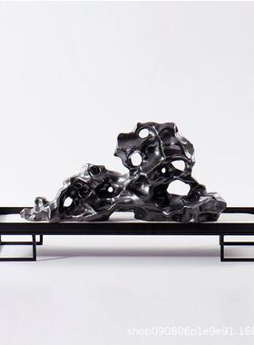 中式禅意太湖石景铁艺托盘新合PZ754摆件样板观间售楼处展示柜装