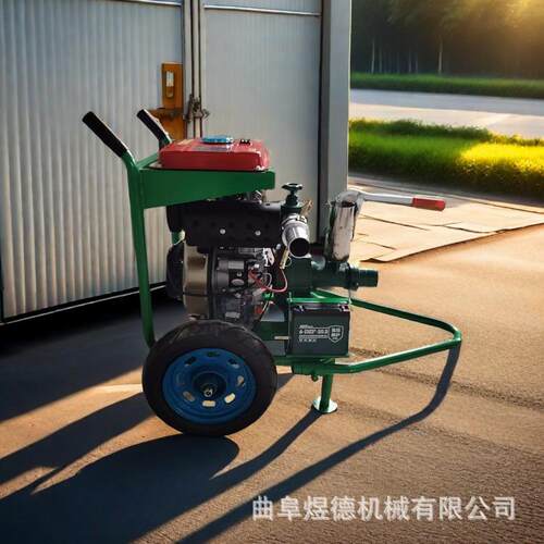 手推车款柴油离心泵电启动高扬程大流量大油箱手推车抽水泵