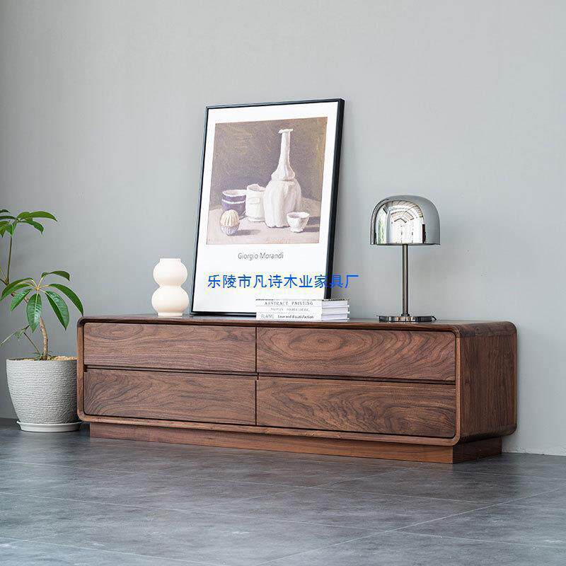 全实木电视柜组合北欧原木视听落地柜整装简约现代小户型客厅家具