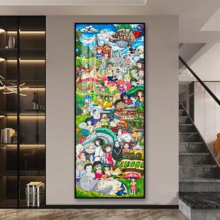 宫崎骏动漫千与千寻龙猫装 画愈系小清新艺术风景客厅儿童房 饰画