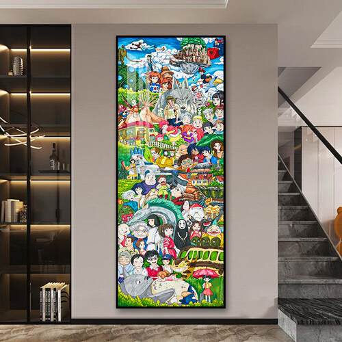 宫崎骏千与千寻龙猫装饰画 画愈系小清新艺术风景客厅儿童房挂画