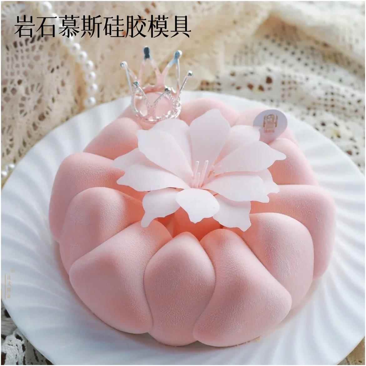 法式西点中空岩石花环圆形慕斯蛋糕模具diy花型魔法花瓣朵硅胶模