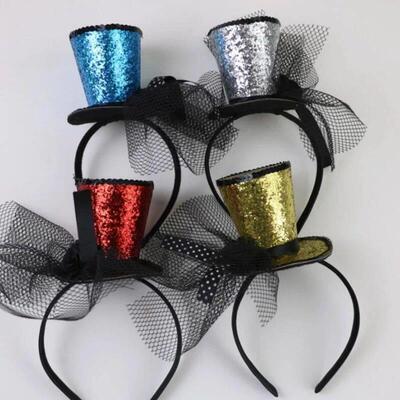 Kids Vintage Fascinator Top Hat Exquisite Glitter for Tea Pa