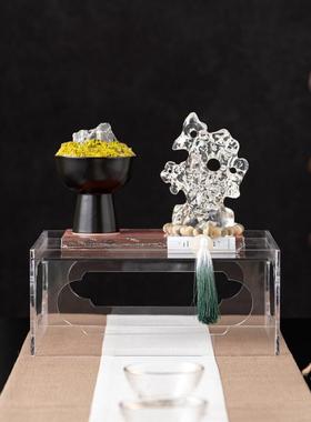 匠十三新中式透明太湖石底座摆件茶道茶展厅样板间装饰品摆件