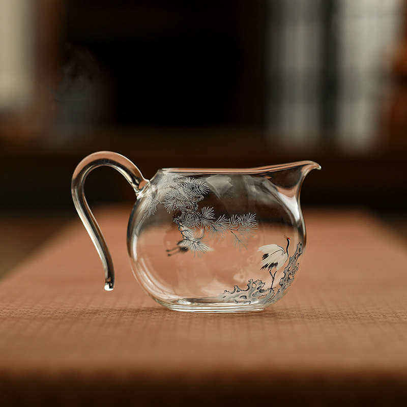 草堂茶器大号高杯公茶道分透耐热公道海杯玻璃翌日配件松鹤茶,餐饮具,公道杯,淘宝优惠券,粉丝福利购,淘宝优惠卷