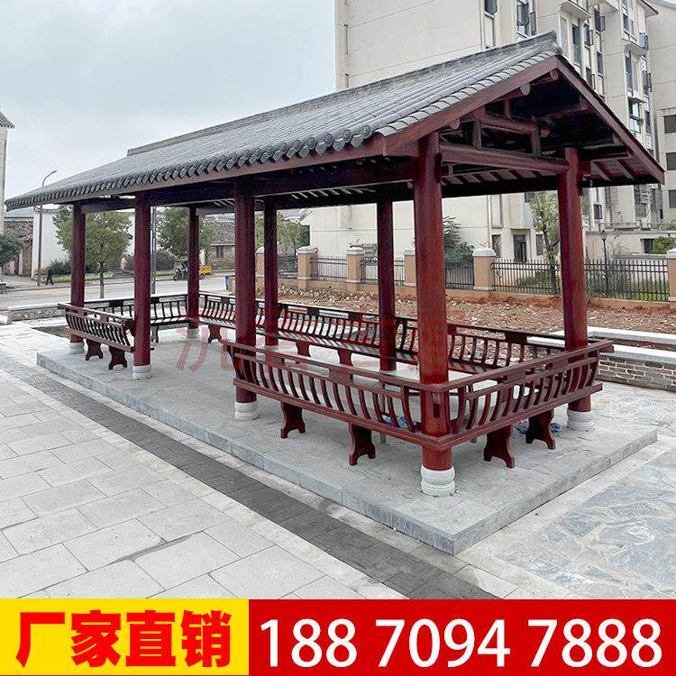 凉亭户外庭院双层古建木屋菠萝格水榭防腐宣传栏长廊葡萄架小青瓦