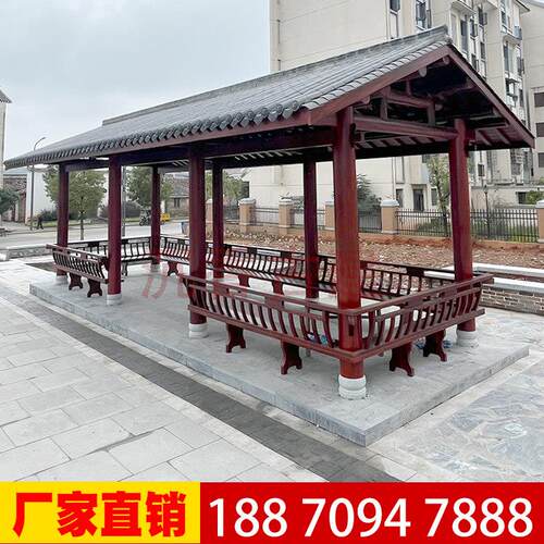 凉亭户外庭院双层古建木屋菠萝格水榭防腐宣传栏长廊葡萄架小青瓦