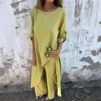 Metal buckle robe set for women's clothing