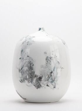 现代新中式创意手绘水墨陶瓷花瓶摆件样板房客厅书房客厅软装饰品