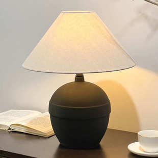 侘寂风手工陶罐台灯日式民宿酒店设计师客厅卧室装饰摆件外贸