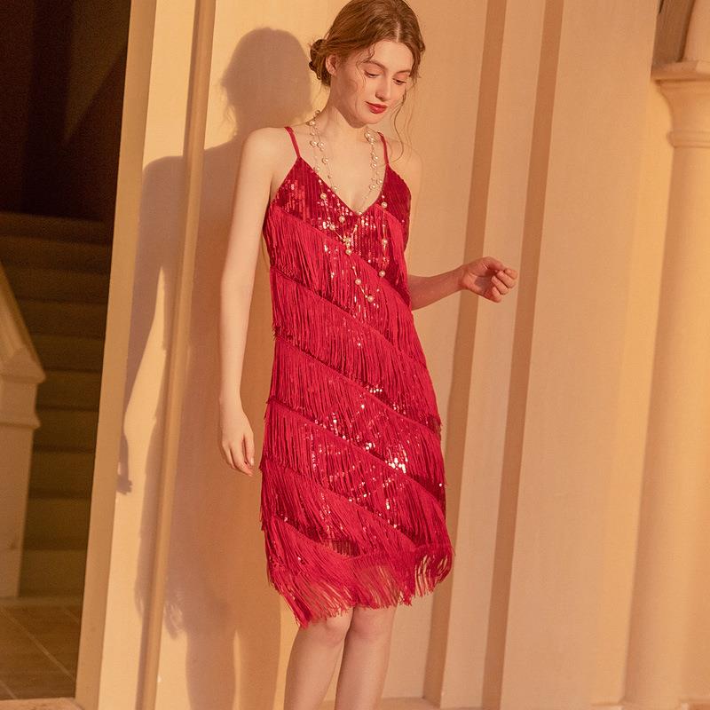 Evening party nightclub wedding host dress sexy sequin