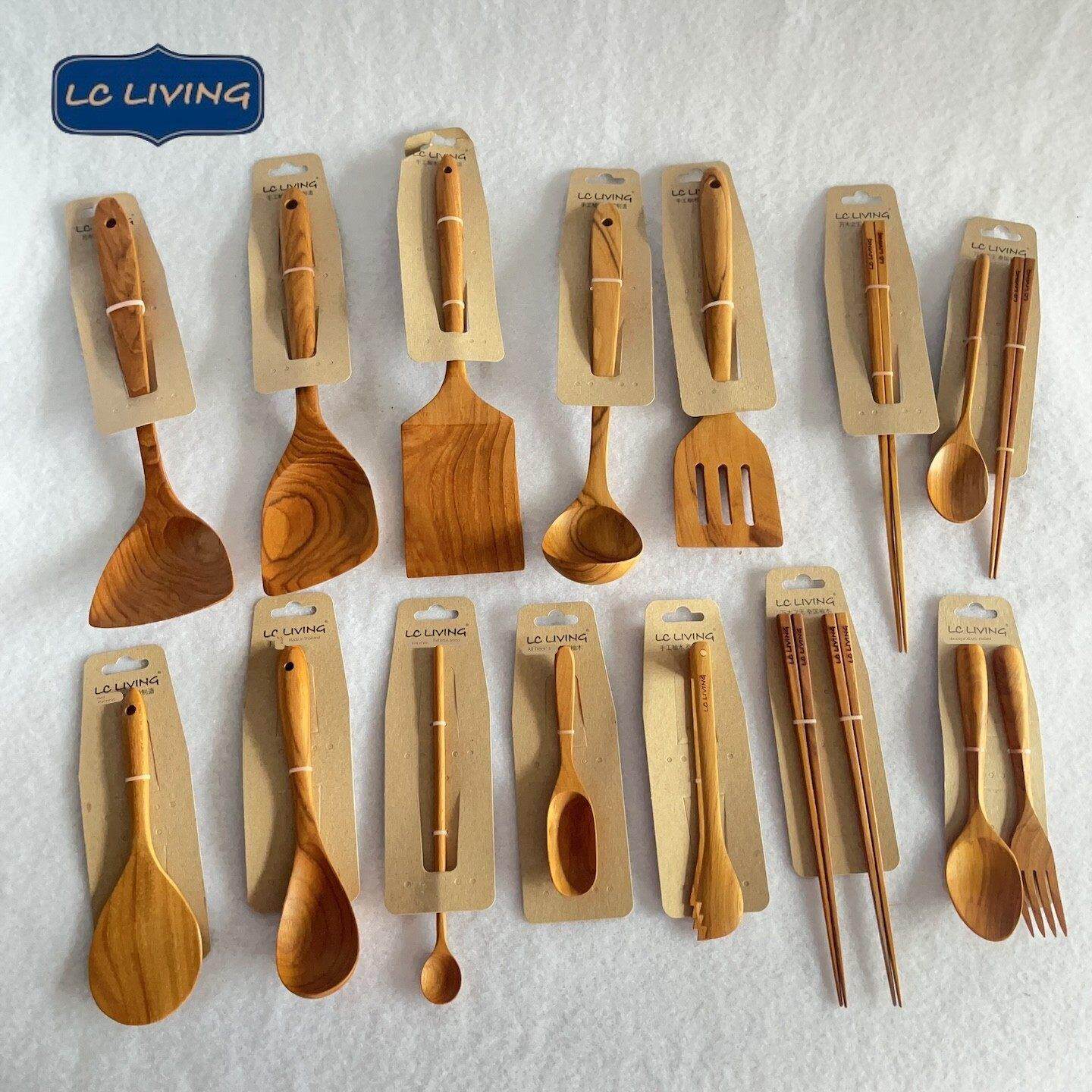 泰国进口lcliving柚木实木锅铲不粘锅炒菜铲无漆无蜡饭勺汤勺筷子