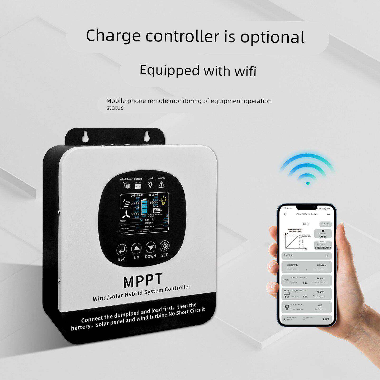 MPPT风光互补控制器12-48V光伏智能升压充电太阳能风力发电保护器