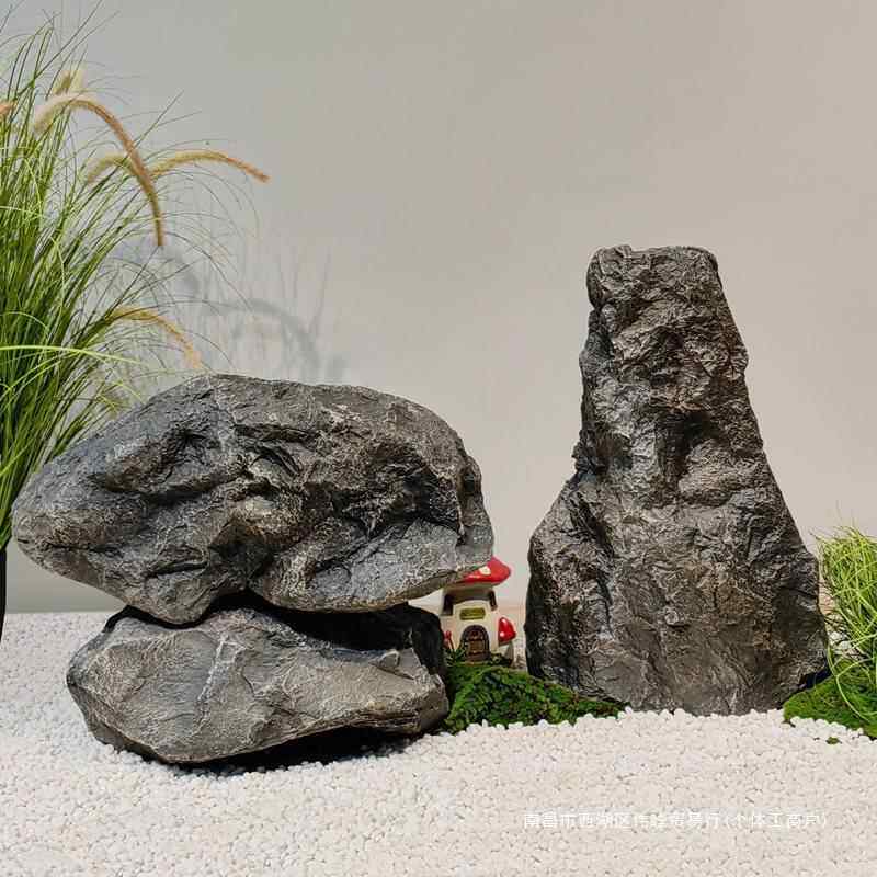 石头璃钢假英德石FCI造景橱假山石拍摄道具摆件玻空心石头窗装饰