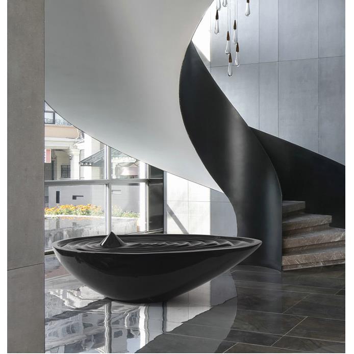 创意玻璃钢水滴摆件酒店大堂山泉水景雕塑售楼部玄关流水喷泉生财