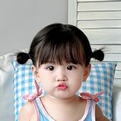 宝宝假发女婴儿可爱双丸子短发透气发网儿童拍照道具彷真发全头套