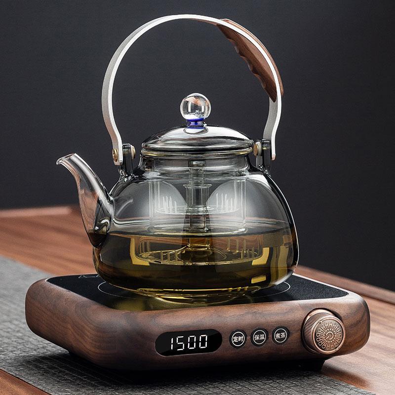 胡桃木煮茶壶煮茶器新款耐高温玻璃烧水泡茶白茶家用电陶炉煮茶炉