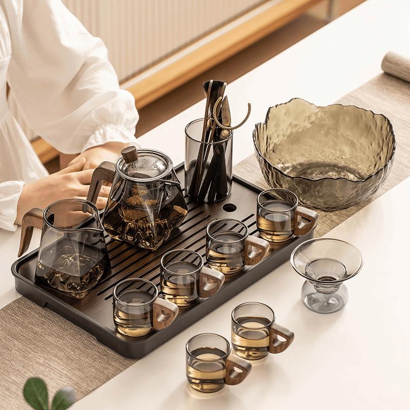 耐热玻璃茶具套装家用客厅功夫泡茶壶茶盘办公室会客喝茶防烫杯