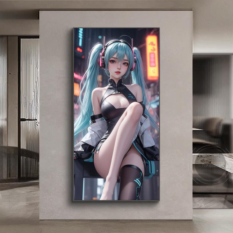 初音未来原神发光装饰画 画二次元卧室房间LE灯挂画 画沙发背景墙