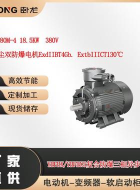 卧龙电气南阳防爆YBFBX-180M-4 18.5KW 气体粉尘双防爆电机