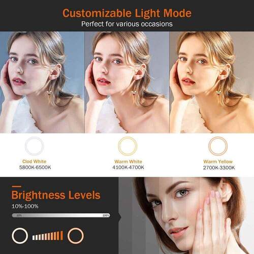 10in LED Selfie Ring Light Photography RingLight Phone Stand