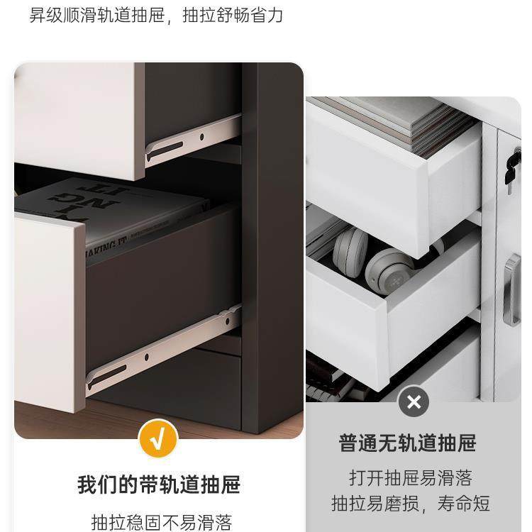 文件柜办公室桌下收纳柜带锁矮柜抽屉柜木质边柜储物柜落地小柜子