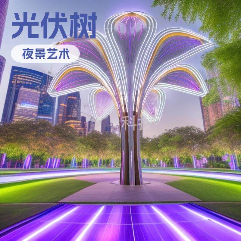 四两太阳能光伏花光伏景观树花零碳园区节能美化设施尺寸按需设计