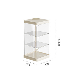 粉扑收纳盒旋转防尘散粉扑双层桌面化妆棉美妆蛋气垫置物架子透明