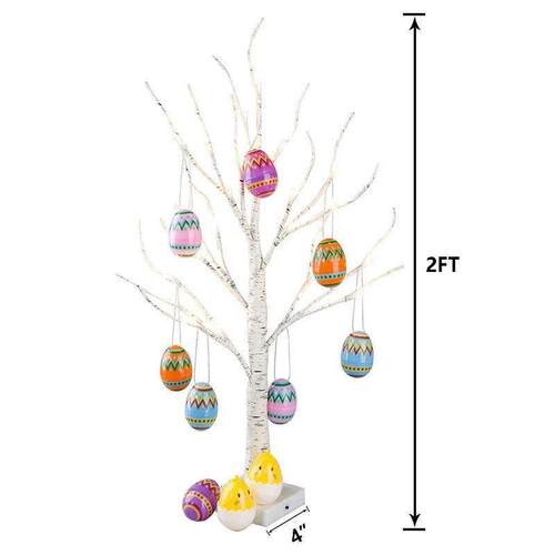 1set Easter Twinkling Tree Bonsai Birch Tree Easter0