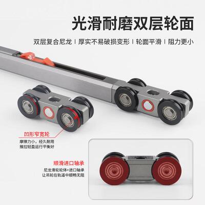 厨房两联动推拉移门配件双缓冲口袋门轨道阳台隔断实木门滑轨五金