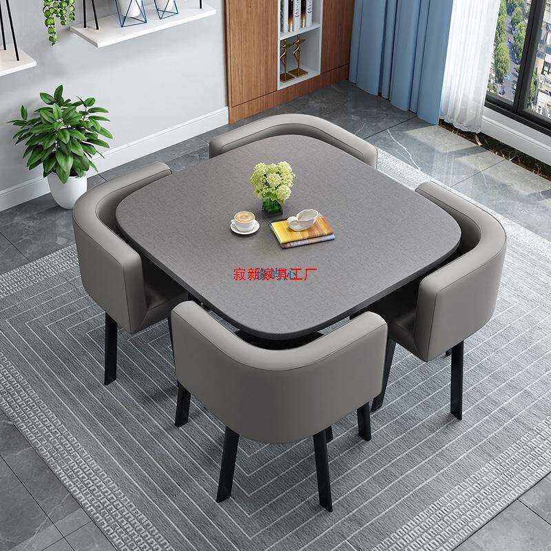 简约商用休闲桌椅组合店铺洽谈桌办公会客接待小圆桌家用吃饭桌子