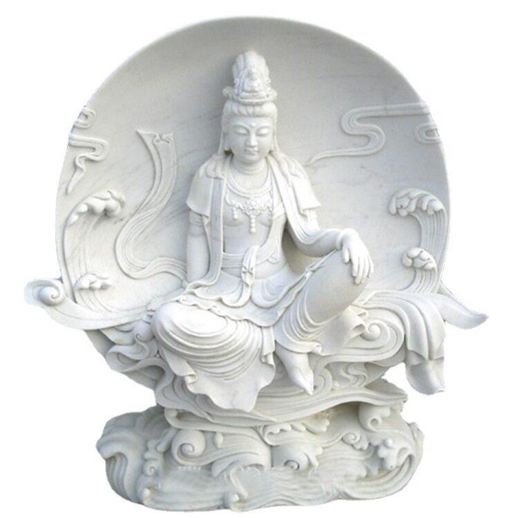 厂家直销汉白玉观音雕塑可大可小家居寺庙石雕观音像摆件