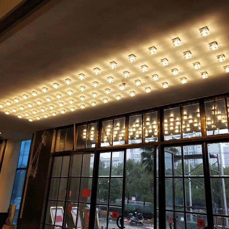 简约方形水晶过道灯文华东方酒店门厅吸顶灯家用玄关衣帽间LED灯