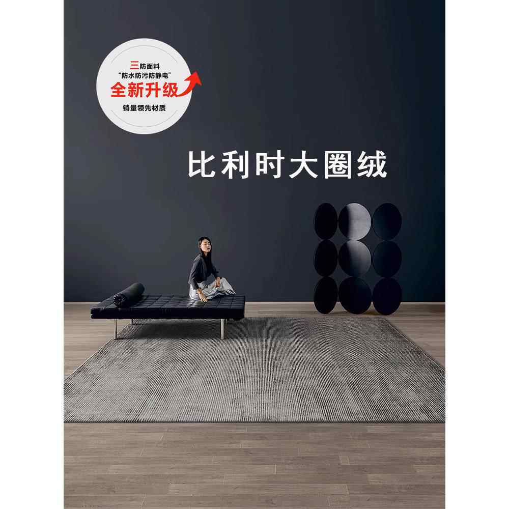 极简主义地毯客厅咖啡桌毯子短发优雅现代简单可及豪华优雅黑白条