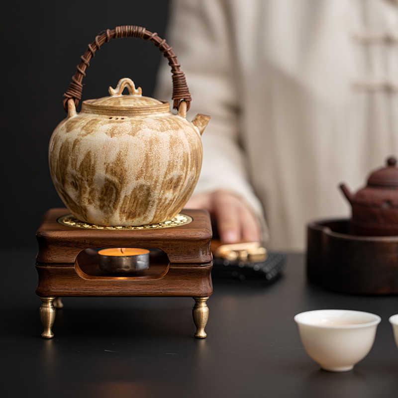 茶炉小温胡桃木蜡烛暖中式烤温实木家用茶炉茶器加热茶炉茶炉小型
