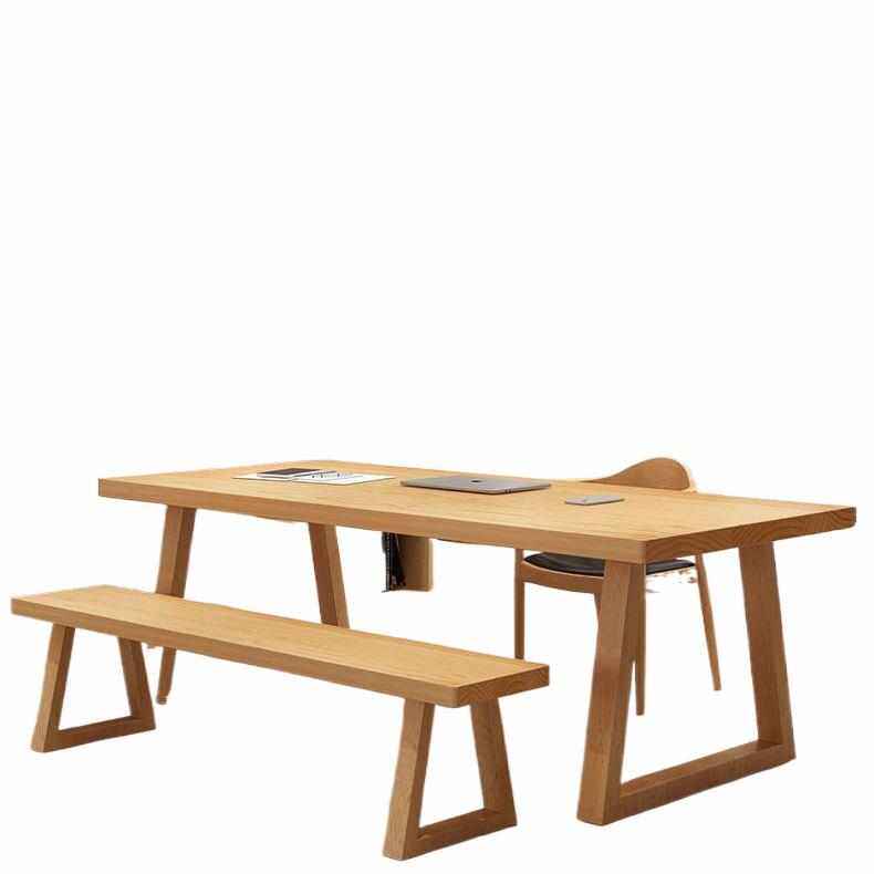 实木复古餐桌办公桌现代简约小户型饭桌美式长方形会议桌长桌