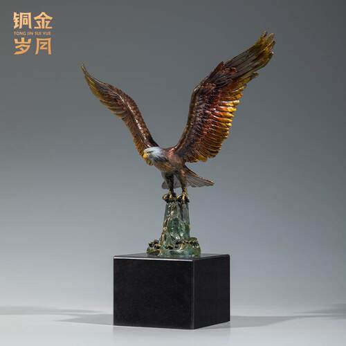 大鹏展翅老鹰黄铜摆件客厅办公室书房电视柜金属铜工艺品