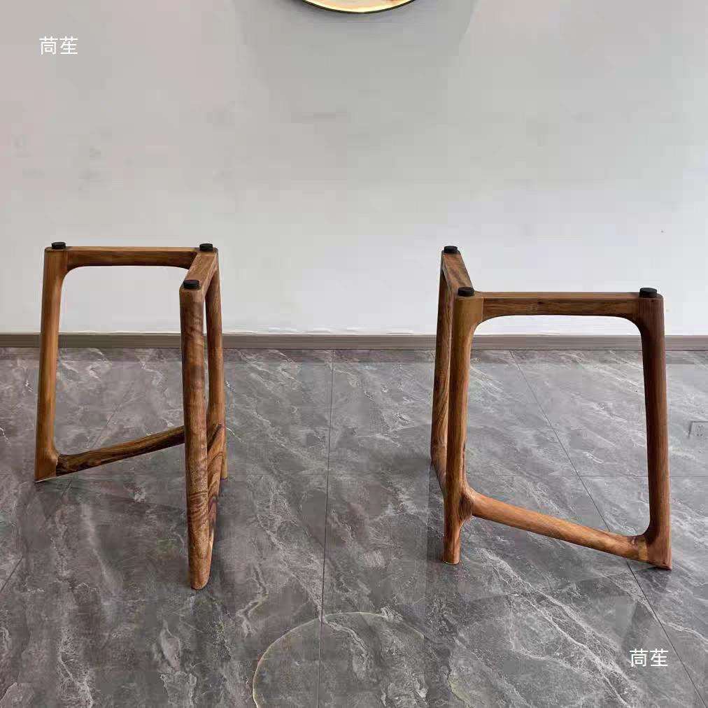 实木蝴蝶造型桌腿支架大板脚架原木桌腿大理石岩板桌脚桌子腿支架
