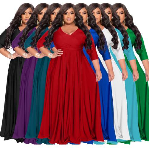 Plus Size Maxi Dress for Women Summer Casual 34 Sleeve