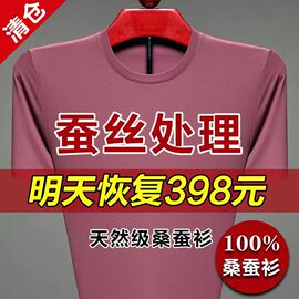 鄂尔多斯市高端桑蚕丝短袖t恤男圆领夏季薄款男士纯色休闲体恤衫