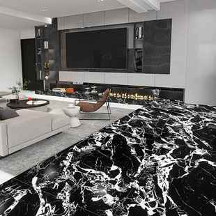 仿大理客石纹白2根仿黑古哑光地板砖瓷砖600X100厅餐厅酒吧792防