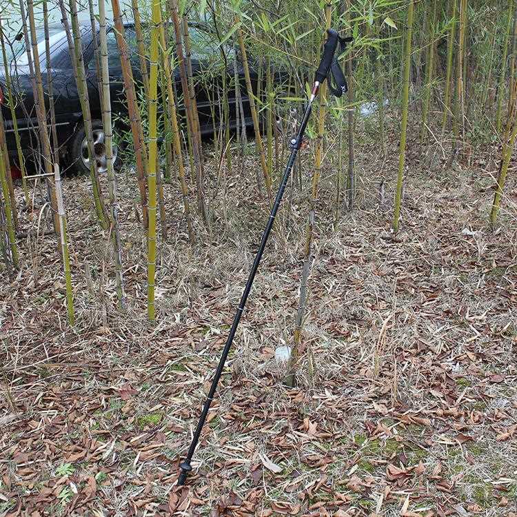 新款直销户外7075直把软木登山杖徒步折叠手杖海绵手柄滑雪杖5节