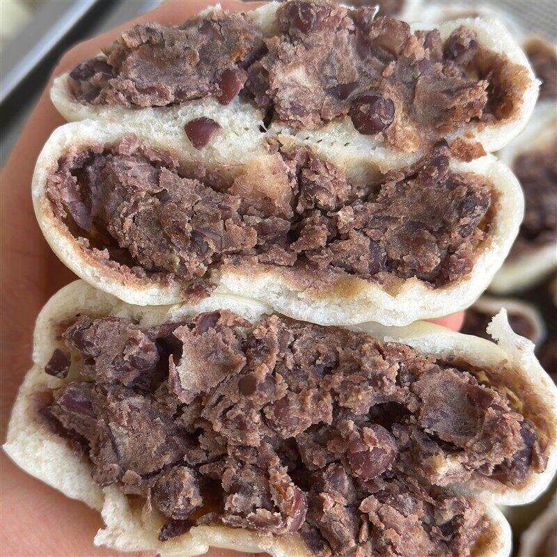 红豆包薄皮红豆馒头纸皮红豆馒头手工馒头枣泥馒头豆沙包手工面