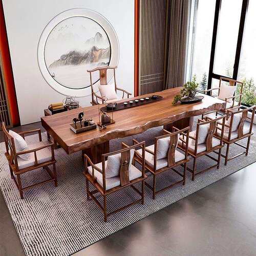 大板茶台实木茶桌新中式原木茶几办公室泡茶桌现代简约茶桌椅