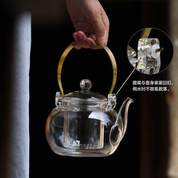 大岸堂星空耐热玻璃提梁壶透明电陶炉蒸煮茶壶家用泡茶烧水壶单壶