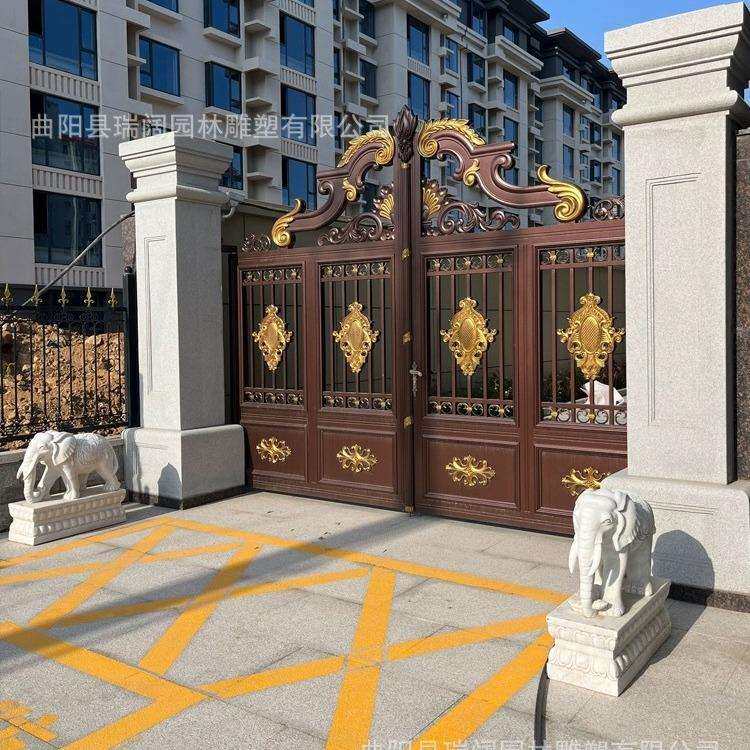 大理石方柱石雕大门口柱子别墅庭院小区石材门柱欧式雕花立柱围墙