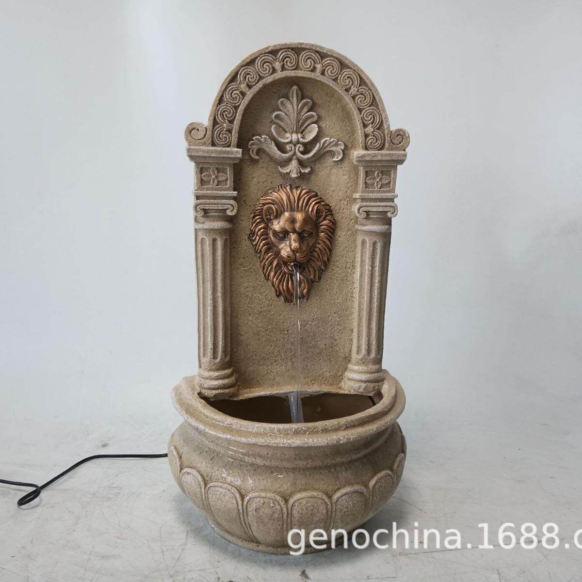 插电款狮子挂壁隐藏式室内别墅送礼园艺景观园林艺景流水喷泉-3