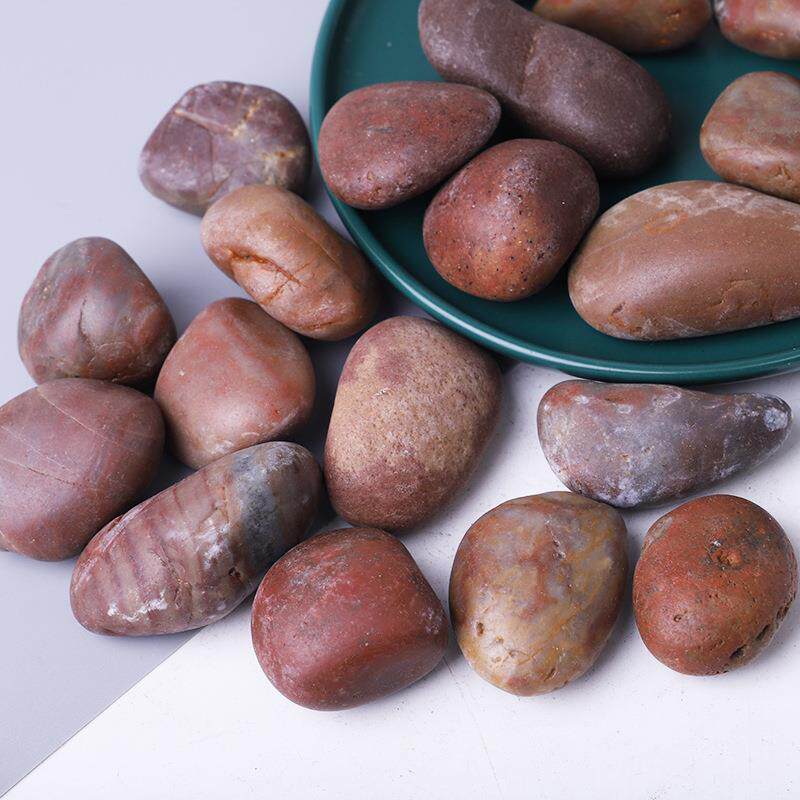 红色抛光鹅卵石 厂家鱼缸造景普抛雨花石园林景观铺路石头