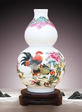 景德镇陶瓷器花瓶葫芦瓶摆件家居客厅酒柜装饰品办公室工艺品摆设