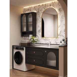 定制高端法式橡木洗衣机柜组合卫生间浴室柜洗手台室内洗衣机组合